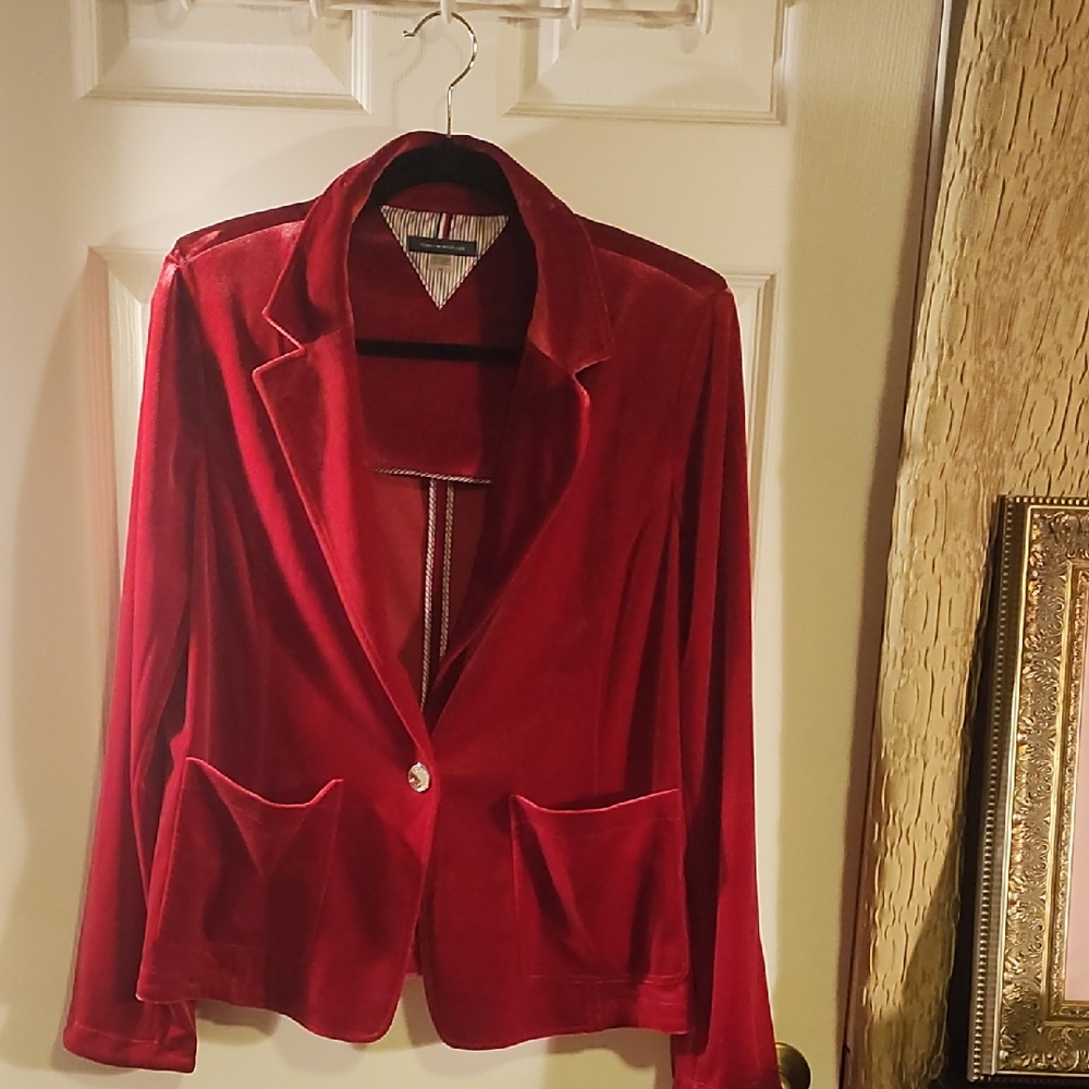 Tommy Hilfiger Red Velvet Women's Blazer